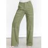 imageDokotoo Womens Casual Mid Waist Cargo Jeans Stretch Wide Leg Denim Pants with PocketsGrass Green