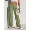 imageDokotoo Womens Casual Mid Waist Cargo Jeans Stretch Wide Leg Denim Pants with PocketsGrass Green