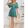imageDokotoo Womens Dresses 2025 Summer Fall Deep V Neck Elegant Bow tie Mini Dress SXLZ Green