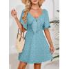 imageDokotoo Womens Dresses 2025 Summer Fall Deep V Neck Elegant Bow tie Mini Dress SXLZ Sky Blue