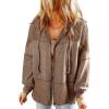 imageDokotoo Waffle Knit Hoodies for Womens Zip Up Jackets 2025 Drawstring Fall Casual JacketsNo Pocketsbrown