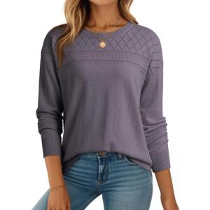 imageDokotoo Womens Casual 2025 Wool Hollow Out Fall Winter Sweaters Trendy Lightweight Crochet Pullover TopsOrchid Mist