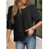imageDokotoo Blouses for Women Dressy Casual Crewneck 34 Length Sleeve Womens Tops Loose Business Work ShirtsBlack
