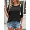 imageDokotoo Blouses for Women Dressy Casual Crewneck 34 Length Sleeve Womens Tops Loose Business Work ShirtsBlack