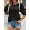 imageDokotoo Blouses for Women Dressy Casual Crewneck 34 Length Sleeve Womens Tops Loose Business Work ShirtsBlack