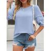 imageDokotoo Blouses for Women Dressy Casual Crewneck 34 Length Sleeve Womens Tops Loose Business Work ShirtsBlue
