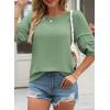 imageDokotoo Blouses for Women Dressy Casual Crewneck 34 Length Sleeve Womens Tops Loose Business Work ShirtsGreen