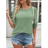 imageDokotoo Blouses for Women Dressy Casual Crewneck 34 Length Sleeve Womens Tops Loose Business Work ShirtsGreen