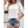 imageDokotoo Blouses for Women Dressy Casual Crewneck 34 Length Sleeve Womens Tops Loose Business Work ShirtsWhite