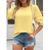 imageDokotoo Blouses for Women Dressy Casual Crewneck 34 Length Sleeve Womens Tops Loose Business Work ShirtsYellow Cream