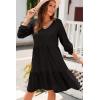 imageDokotoo Fall Dresses for Women 2025 V Neck Button Up Long Sleeve Empire Waist Ruffle Tiered Mini Dress with PocketsBlack