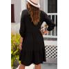 imageDokotoo Fall Dresses for Women 2025 V Neck Button Up Long Sleeve Empire Waist Ruffle Tiered Mini Dress with PocketsBlack