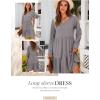 imageDokotoo Fall Dresses for Women 2025 V Neck Button Up Long Sleeve Empire Waist Ruffle Tiered Mini Dress with PocketsGray