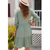 imageDokotoo Fall Dresses for Women 2025 V Neck Button Up Long Sleeve Empire Waist Ruffle Tiered Mini Dress with PocketsSmoke Green