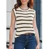 imageDokotoo Tank Top for Women 2025 Striped Casual Crewneck Sleeveless Lightweight Sweater Vest Knit Summer ClothesBlack Stripe