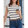 imageDokotoo Tank Top for Women 2025 Striped Casual Crewneck Sleeveless Lightweight Sweater Vest Knit Summer ClothesBlue Stripe