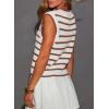 imageDokotoo Tank Top for Women 2025 Striped Casual Crewneck Sleeveless Lightweight Sweater Vest Knit Summer ClothesBrown Stripe