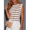 imageDokotoo Tank Top for Women 2025 Striped Casual Crewneck Sleeveless Lightweight Sweater Vest Knit Summer ClothesBrown Stripe