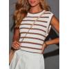 imageDokotoo Tank Top for Women 2025 Striped Casual Crewneck Sleeveless Lightweight Sweater Vest Knit Summer ClothesBrown Stripe