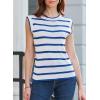 imageDokotoo Tank Top for Women 2025 Striped Casual Crewneck Sleeveless Lightweight Sweater Vest Knit Summer ClothesNavy Stripe