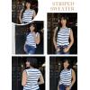 imageDokotoo Tank Top for Women 2025 Striped Casual Crewneck Sleeveless Lightweight Sweater Vest Knit Summer ClothesNavy Stripe