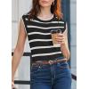 imageDokotoo Tank Top for Women 2025 Striped Casual Crewneck Sleeveless Lightweight Sweater Vest Knit Summer ClothesWhite Stripe