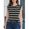 imageDokotoo Tank Top for Women 2025 Striped Casual Crewneck Sleeveless Lightweight Sweater Vest Knit Summer ClothesWhite Stripe