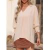 imageDokotoo Women Blouses Dressy Casual V Neck 34 Length Sleeve Womens Tops Business Work Blouses Office ShirtsApricot