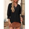 imageDokotoo Women Blouses Dressy Casual V Neck 34 Length Sleeve Womens Tops Business Work Blouses Office ShirtsBlack