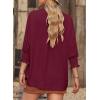 imageDokotoo Women Blouses Dressy Casual V Neck 34 Length Sleeve Womens Tops Business Work Blouses Office ShirtsBurgundy