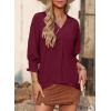 imageDokotoo Women Blouses Dressy Casual V Neck 34 Length Sleeve Womens Tops Business Work Blouses Office ShirtsBurgundy