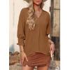 imageDokotoo Women Blouses Dressy Casual V Neck 34 Length Sleeve Womens Tops Business Work Blouses Office ShirtsCamel