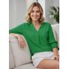 imageDokotoo Women Blouses Dressy Casual V Neck 34 Length Sleeve Womens Tops Business Work Blouses Office ShirtsDark Green