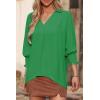 imageDokotoo Women Blouses Dressy Casual V Neck 34 Length Sleeve Womens Tops Business Work Blouses Office ShirtsDark Green