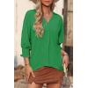 imageDokotoo Women Blouses Dressy Casual V Neck 34 Length Sleeve Womens Tops Business Work Blouses Office ShirtsDark Green