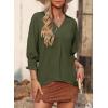 imageDokotoo Women Blouses Dressy Casual V Neck 34 Length Sleeve Womens Tops Business Work Blouses Office ShirtsJungle Green