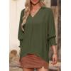 imageDokotoo Women Blouses Dressy Casual V Neck 34 Length Sleeve Womens Tops Business Work Blouses Office ShirtsJungle Green