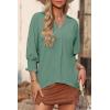 imageDokotoo Women Blouses Dressy Casual V Neck 34 Length Sleeve Womens Tops Business Work Blouses Office ShirtsMint Green