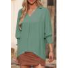 imageDokotoo Women Blouses Dressy Casual V Neck 34 Length Sleeve Womens Tops Business Work Blouses Office ShirtsMint Green