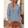 imageDokotoo Women Blouses Dressy Casual V Neck 34 Length Sleeve Womens Tops Business Work Blouses Office ShirtsMyosotis
