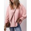 imageDokotoo Women Blouses Dressy Casual V Neck 34 Length Sleeve Womens Tops Business Work Blouses Office ShirtsPink