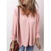 imageDokotoo Women Blouses Dressy Casual V Neck 34 Length Sleeve Womens Tops Business Work Blouses Office ShirtsPink