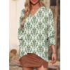 imageDokotoo Women Blouses Dressy Casual V Neck 34 Length Sleeve Womens Tops Business Work Blouses Office ShirtsPrinted Green