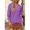 imageDokotoo Women Blouses Dressy Casual V Neck 34 Length Sleeve Womens Tops Business Work Blouses Office ShirtsPurple