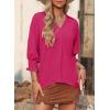 imageDokotoo Women Blouses Dressy Casual V Neck 34 Length Sleeve Womens Tops Business Work Blouses Office ShirtsRose