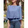 imageDokotoo Womens Blouses Dressy Casual Boat Neck Flowy Chiffon Blouses Poncho Batwing TopsBeau Blue