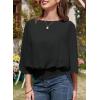 imageDokotoo Womens Blouses Dressy Casual Boat Neck Flowy Chiffon Blouses Poncho Batwing TopsBlack