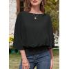 imageDokotoo Womens Blouses Dressy Casual Boat Neck Flowy Chiffon Blouses Poncho Batwing TopsBlack