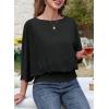 imageDokotoo Womens Blouses Dressy Casual Boat Neck Flowy Chiffon Blouses Poncho Batwing TopsBlack