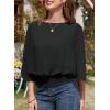 imageDokotoo Womens Blouses Dressy Casual Boat Neck Flowy Chiffon Blouses Poncho Batwing TopsBlack